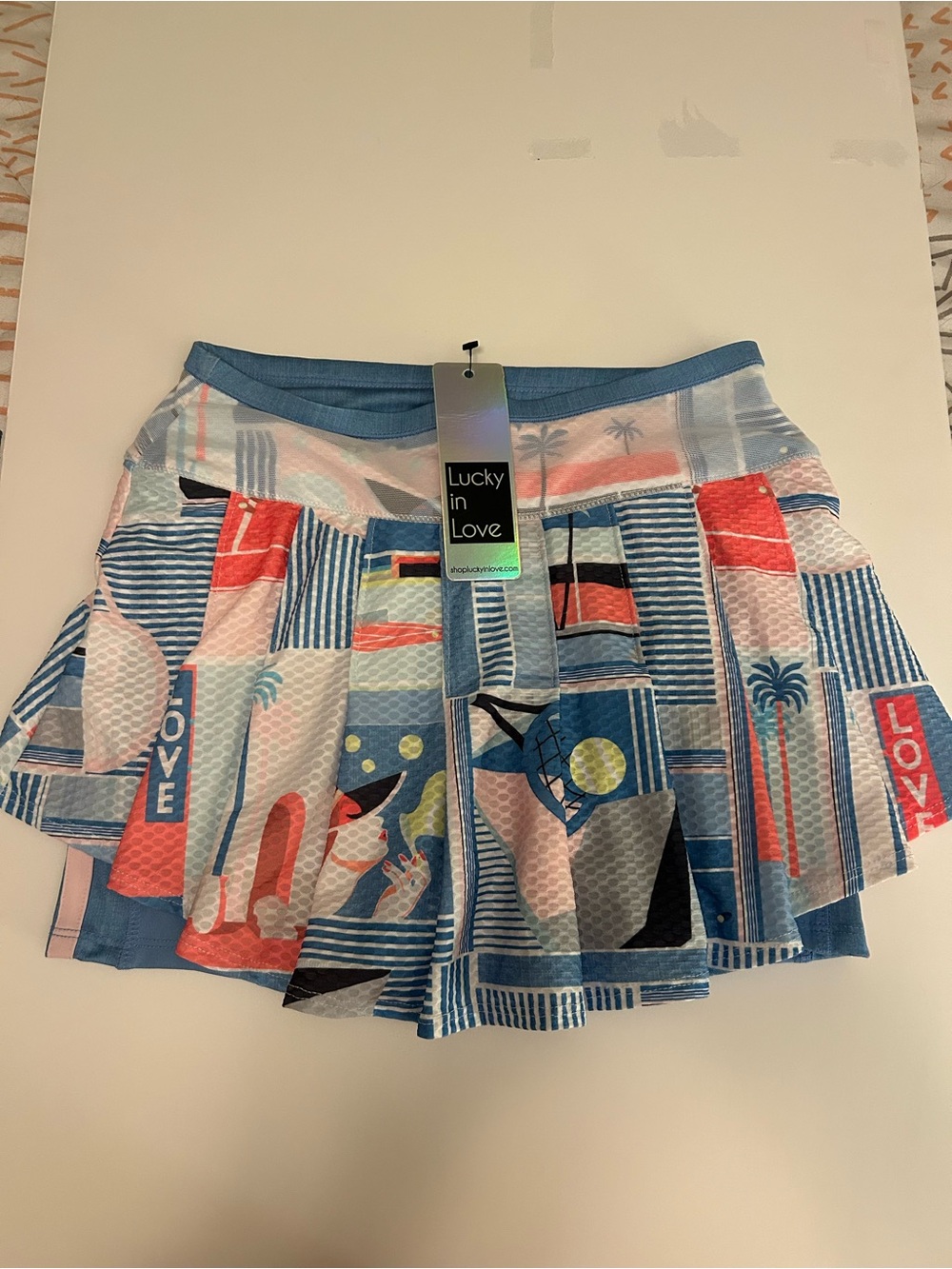 Lucky in Love Blue Multi Pleated Tennis Skort